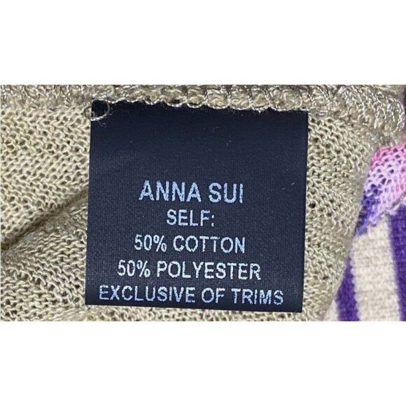 Anna Sui Womens Multicolor Chevron Knit Sleeveless Midi Collared Dress Sz M - Picture 7 of 8